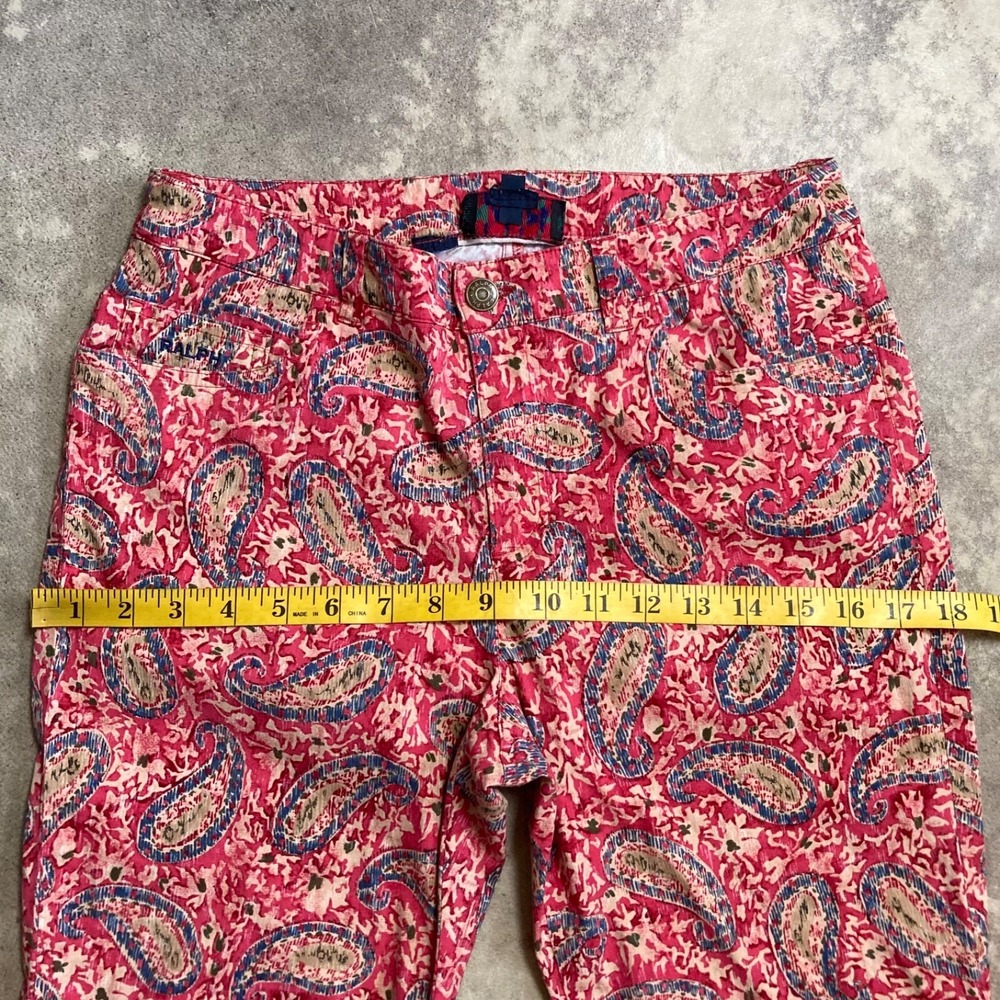 Ralph Lauren Capri Pants Womens 6 Pink Paisley Ankle Crop Boho Slim - Picture 4 of 10